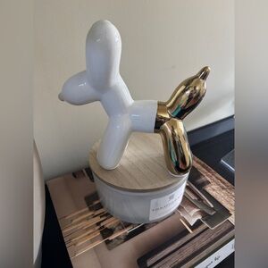 White and Gold Toy Balloon Dog Sculpture